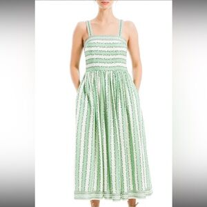 Max Studio Green and Cream Textured Dress